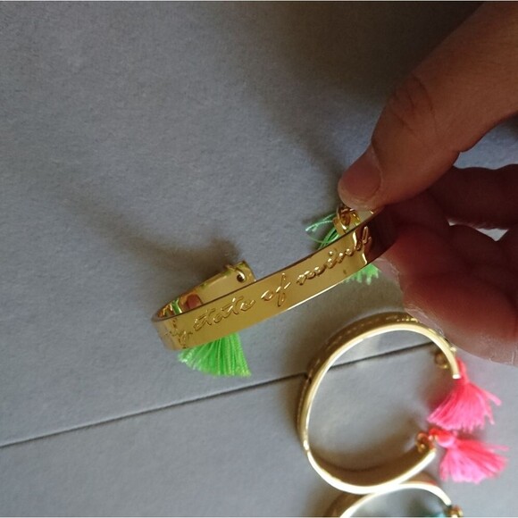 Lilly Pulitzer Gold Plated Tassels Cuff Bracelet x3 Turquoise, pink & blue - Picture 6 of 9